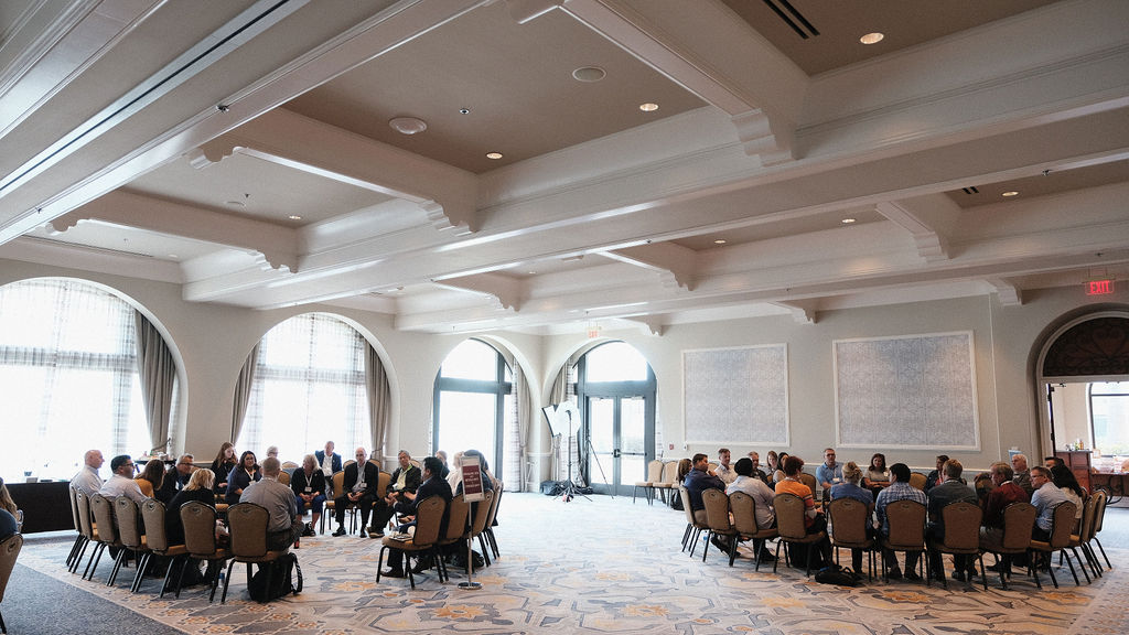 conference groups sitting in circles