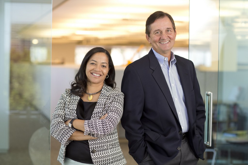 Executive business portraits office setting man and woman